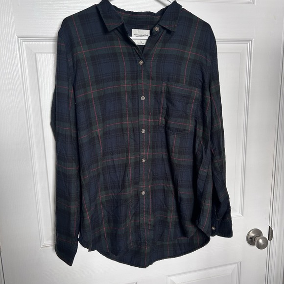 Abercrombie & Fitch Tops - Abercrombie & Fitch A&F Women's Soft Flannel Shirt Xl Green Blue Red Plaid